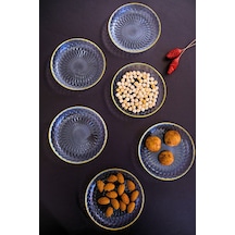 Tabak Evi Altın Yaldız Eğimli Cam Kase 12cm 6 Lı 2493 Şeffaf
