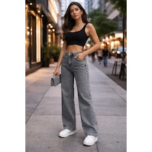 Woddi Hsn Kadın Füme Salaş Likralı Bel Salaş Jean Pantolon New Sezon-2