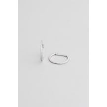 So Chic Beyaz Minimal Taşlı 18 Ayar Beyaz Altın Kaplama Gümüş Halka Küpe