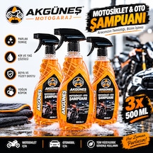 3 Adet 500 Ml Kullanıma Hazır Yoğun Köpüklü Oto Ve Motosiklet Şampuanı Araç Temizlik Şampuanı
