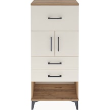 Arges Dolap Tek Raflı 3 Çekmeceli 2 Kapaklı 60x30x134 Çam-aytaşı Atlas Çam