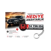Honda Logolu Ve Plakalı Anahtarlık , Kişiye Özel - Hediyelik Honda Araç Plaka Anahtarlık - Plakalık