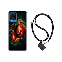 Oppo A54 Kılıf Boyun Askılı Boks Eldiveni 1763 Siyah