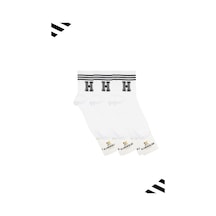 Kardeşler Çorap Unisex H Harfi Desenli Tenis Çorap Harfli Çorap 3'lü Paket Beyaz - 604623517 Beyaz