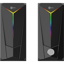 Lecoo DS104 Kablolu USB + 3.5mm Jack 6W RGB Aydınlatmalı Masaüstü Hoparlör Siyah