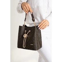 Just Polo Kadın Monogram Baskılı Orijinal Just & Polo El Ve Omuz Çantası Ayarlanabilir Askısıyla 2120mh Kahverengi - Kırmızı