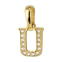 Goldkupe 14 Ayar Altın U Harfi Taşlı Kolye Ucu 0,44 Gr-6350 Altın