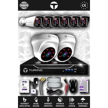 Turkno 8 Kameralı Karia 2 İç Kamera Set 250 GB HDD Full HD Gece Görüşlü Güvenlik Kamerası Sistemi