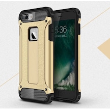 Noktaks - Apple Uyumlu iPhone 8 Plus - Kılıf Çift Katman Zırh Tank Crash Military Kapak - Gold