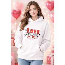 Stil X Sevgililer Gününe Özel, Kapüşonlu Kadın Sweatshırt, Valentıne's Day Beyaz-14