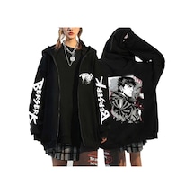 Tarzsokak Berserk Fermuarlı Kapşonlu Hoodie Mod458 14933 Siyah