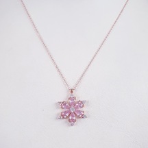 Pembe Lotus Çiçeği Model Kadın Gümüş Kolye 535896154