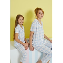 Siyah İnci Örme Düğmeli Pijama Takım 24108025 Çok Renkli