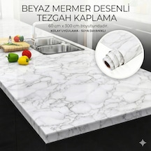 Beyaz Mermer Desenli Yapışkanlı Tezgah Fosu 3 Mt.x 60 Cm Çok Renkli