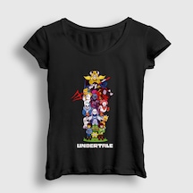 Presmono Kadın All Undertale T-shirt Siyah