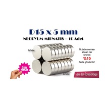 Neodyum Mıknatıs Neodyum Magnet D15X5Mm 10Adet Kalem Pile Uygun
