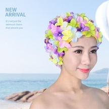 Mavi Su Sporları Şapka Muhteşem Yumuşak Yeniden Kullanılabilir Kadın Duş Şapka Renkli Su Sporları Şapka Plaj Yüzme Şapka Yetişkin İçin Mavi