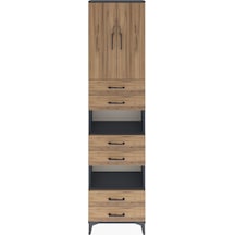 Arges Dolap 5 Raflı 6 Çekmeceli 2 Kapaklı 60x30x243 Antrasit-çam Antrasit