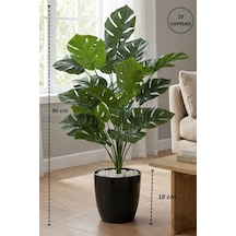 Biçiçek Yapay Monstera Deve Tabani 60 Cm Si̇yah Yakut Saksıda
