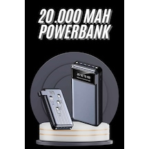 Hızlı Şarj Özellikli 20.000 Mah Dijital Göstergeli Usb Girişli Android Ve İos Uyumlu Powerbank Sarı