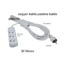 Seyyar Kablo Uzatma Kablo Ara Kablo 20 Metre 3 Lü Grup Priz