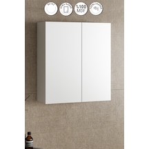 Çiğdem 65 Cm Beyaz Mdf Aynalı Asma Banyo Üst Dolabı Beyaz