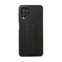 Samsung Uyumlu Galaxy A22 Uyumlu Kılıf Mega Standlı Silikon - Siyah