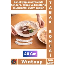 Bone Gıda Saklama Poşeti Pratik Mutfak Hijyenik Lastikli Tencere Tabak Bonesi 100 Adet 20 Cm
