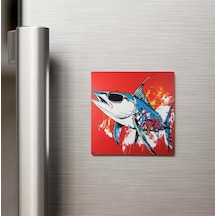 Swordfish - Kılıçbalığı - Güneş Gözlüklü Style - Buzdolap Magneti - 9x9 Cm