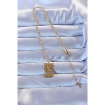 316l Çelik Gold Renk İşlemeli Yonca Model Vintage Kolye