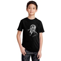 Ulu Önder Gazi Mustafa Kemal Atatürk Portre Baskılı Çocuk Siyah (529021829)