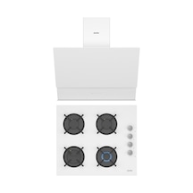 Simfer QS Beyaz 2'li Cam Ankastre Set (3507 Ocak + 8704 Davlumbaz)