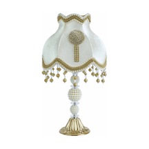 Klasik Model Abajur Kadife Kaplı El Yapımı Broşlu