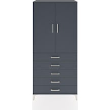 Hyperion Dolap 3 Raflı 5 Çekmeceli 2 Kapaklı 88x44x195 Antras... Antrasit