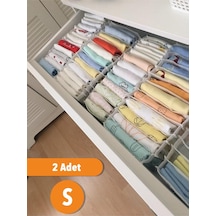2 Adet - Small 11 Gözlü Çekmece Içi Düzenleyici Organizer 12 X 40 X 12 Kumaş Beyaz Diğer