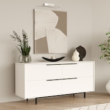 Robin Home Lidya Konsol 4 Kapaklı Metal Ayaklı 160cm Beyaz