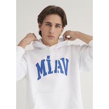 Mavi - Miav Baskılı Kapüşonlu Sweatshirt 0s10122-620 Beyaz