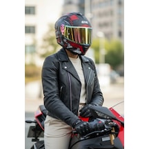 Gıvı 50.x Wıld Mat Kırmızı  1 Renkli 1 Şeffaf Vizörlü Motosiklet Kask İridyum Vizör + Şeffaf