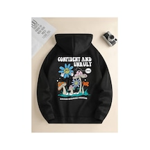 Medinenur Baskılı Kapüşonlu Sweatshirt Siyah