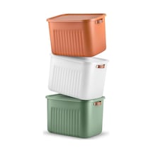 2 Adet Modern Kapaklı Büyük Boy Saklama Kutu Seti -20 Litre Beyaz- Taşınabilir Kulplu, Dolap İçi Düzenleyici Diğer