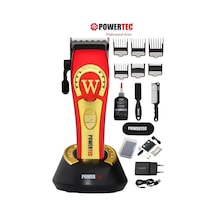 Powertec TR-4800 Tam Profesyonel 9.000rpm 8 Kademeli Saç-sakal Kesim Makinesi +yedek Seramik Bıçak Seti 3 - 4 Saat Kırmızı