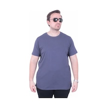 Moc Grande Mocgrande Erkek Büyük Beden Likralı Basic Sıfır Yaka Tişört 11160 Fume Füme