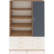 Hyperion Dolap 8 Raflı 6 Çekmeceli Tek Kapaklı 132x44x195 Çam-antrasit/aytaşı Antrasıt/aytası