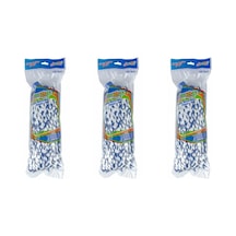 Elmop Pm03 Yedek Islak Vidalı Mop Paspas Püskül Ucu - Pamuklu Mikrofiber İpli Mop Yedeği - 3 Adet