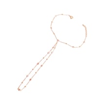 Top Zincir Ve Taşlı Gümüş Şahmeran Bileklik Trend Gümüş Aksesuar - Rose Renk Gold