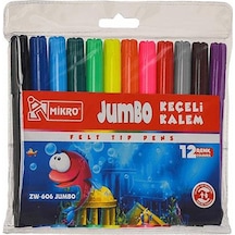 Jumbo Keçeli Kalem 12 Renk 1 Paket 12 Li Jumbo Keçeli Kalem 1 Adet Su Bazlı Canlı Renkler