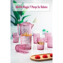 Akrilik Mürdüm Sürahi 2,3 Lt Ve 6'lı & Su Meşrubat Kahve Yanı Bardağı 400 Ml Seti Cam Değildir