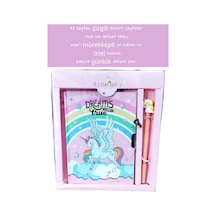 48 Sayfalı Çizgili Desenli Sayfalar 13x18 Cm Defter Ebatı Mavi Mürekkepli Jel Kalem Özel Kutulu 9