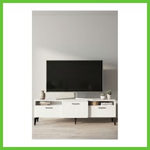 Bezos Mistral Tv Sehpası Metalik Beyaz 160x40 Cm Dmc
