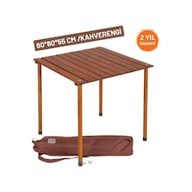 Bag The Joy 60 x 60 x 55 CM Ahşap Katlanır Kamp Masası - Kahverengi